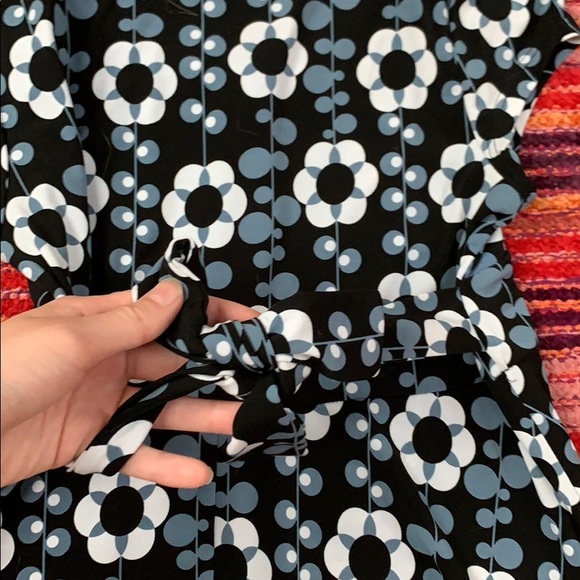 Pink Vanilla Mini Dress, Mod Style Floral Dress, Black Blue White Patterned - Picture 9 of 10